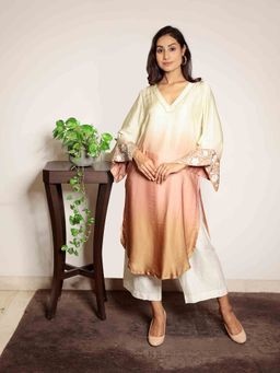 Spring Soul - Champagne Ombre Modal Kurta with Flared Sleeves