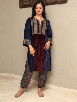 Spring Soul - Colour Block Crushed Velvet Kurta