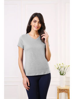 Van Heusen - Women V-Neck & Short Sleeve Lounge T-Shirt - Grey Melange