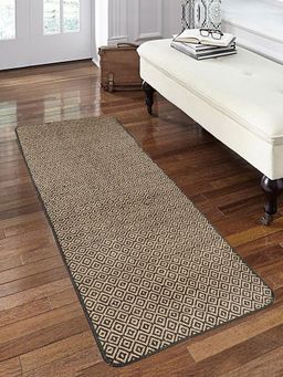 Saral Home - Cotton & Jute Bedside Runner-Black-50X180 Cm