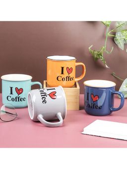 Voncasa - Ceramic Love Coffee Mug Set of 4 Pcs