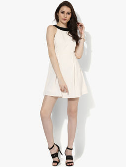 Kazo - Off White Round Neck Parker Dress