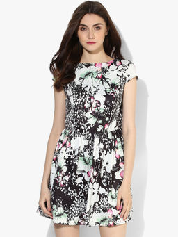 Kazo - Black Floral Print Celina Dress