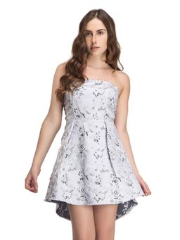 Kazo - Grey Floral Print Gwenda Dress