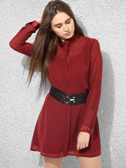 Kazo - Maroon Saira Dress