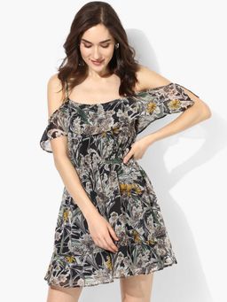 Kazo - Black Printed Niara Dress