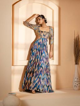 Akanksha Mago - Blue Cutout Back Style Gown