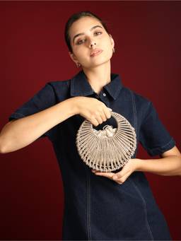 HOUSE OF WEBHIN - Noor Afshan Golden Beaded Potli Bag
