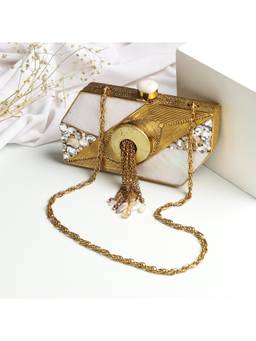 HOUSE OF WEBHIN - Eclat Golden Clutch with Detachable Chain
