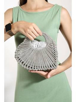 HOUSE OF WEBHIN - Velin Silver Beaded Potli Potli Bag