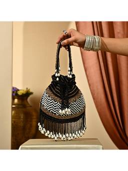 HOUSE OF WEBHIN - Ranya Black Potli Bag