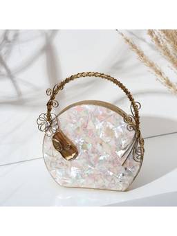 HOUSE OF WEBHIN - Nazrana Golden Clutch with Detachable Chain