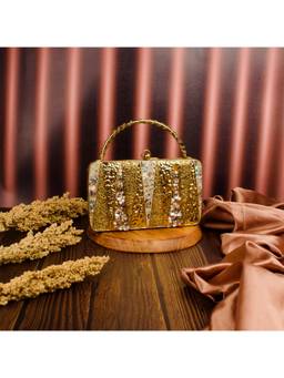 HOUSE OF WEBHIN - Elysian Golden Clutch with Detachable Chain