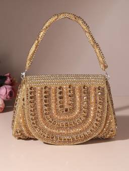 HOUSE OF WEBHIN - Zarqash Golden Flap Clutch