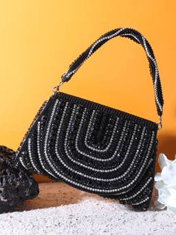 HOUSE OF WEBHIN - Zarqash Black Flap Clutch