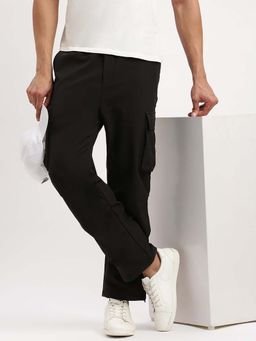 SHOWOFF - Mens Slim Fit Solid Black Trackpant