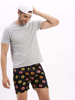 SHOWOFF - Men's Printed Cotton Black Boxers