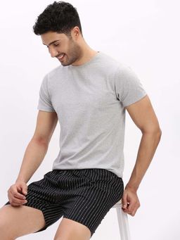 SHOWOFF - Men's Striped Cotton Black Boxers