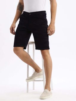 SHOWOFF - Mens Knee Length Navy Blue Cotton Shorts