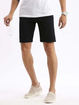 SHOWOFFFF - Mens Knee Length Printed Black Cotton Shorts