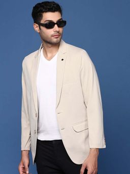 SHOWOFF - Mens Cream Slim Fit Single Breasted Blazer