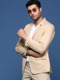 SHOWOFF - Mens Beige Slim Fit Single Breasted Blazer