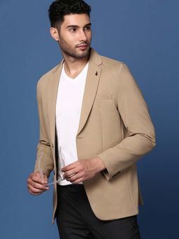 SHOWOFF - Mens Khaki Slim Fit Single Breasted Blazer