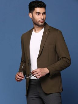 SHOWOFF - Mens Olive Slim Fit Single Breasted Blazer