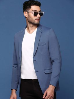 SHOWOFF - Mens Blue Slim Fit Single Breasted Blazer