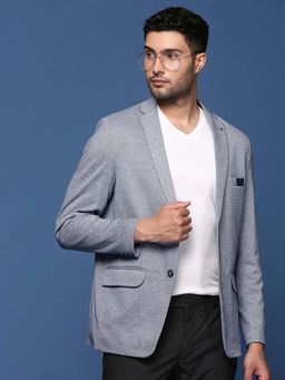 SHOWOFFFF - Mens Blue Slim Fit Single Breasted Blazer