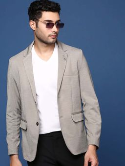 SHOWOFF - Mens Grey Slim Fit Single Breasted Blazer