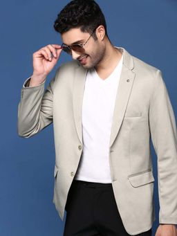 SHOWOFF - Mens Grey Slim Fit Single Breasted Blazer