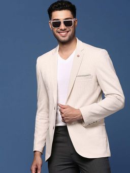 SHOWOFF - Mens Cream Slim Fit Single Breasted Blazer