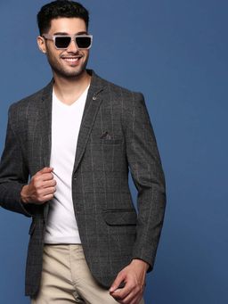SHOWOFF - Mens Grey Slim Fit Single Breasted Blazer