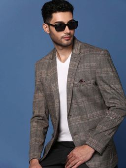 SHOWOFF - Mens Grey Slim Fit Single Breasted Blazer