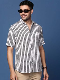 SHOWOFF - Mens Striped White Slim Fit Shirt