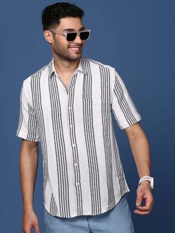 SHOWOFF - Mens Striped White Slim Fit Shirt
