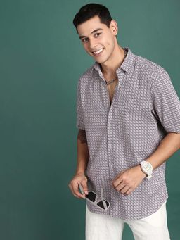 SHOWOFFFF - Mens Geometric Multi Slim Fit Shirt
