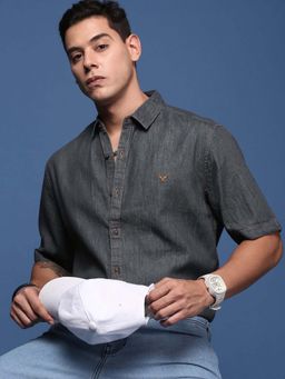 SHOWOFF - Mens Solid Grey Slim Fit Shirt