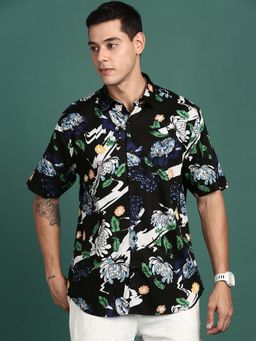 SHOWOFFFF - Mens Floral Black Slim Fit Shirt