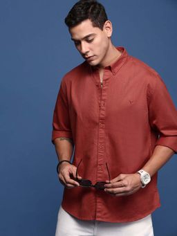 SHOWOFF - Mens Collared Solid Rust Slim Fit Shirt