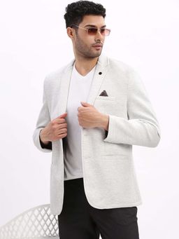 SHOWOFF - Mens Solid Notched Lapel Grey Single Breasted Blazer