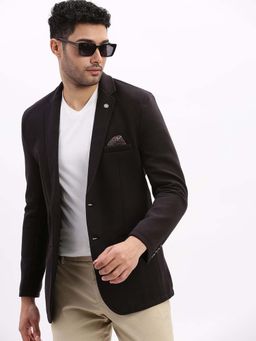 SHOWOFF - Mens Solid Notched Lapel Black Single Breasted Blazer
