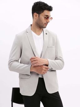 SHOWOFF - Mens Solid Notched Lapel Grey Single Breasted Blazer