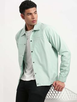 SHOWOFFFF - Mens Spread Collar Turquoise Solid Tailored Jacket