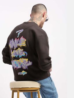 SHOWOFFFF - Mens Grey Graphic Round Neck Pullover