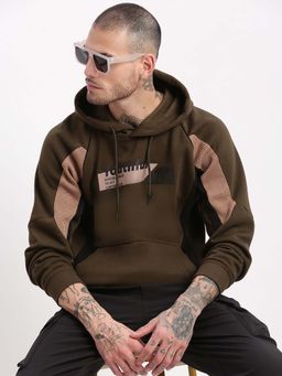 SHOWOFFFF - Mens Olive Colorblock Hooded Pullover