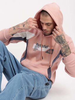 SHOWOFFFF - Mens Peach Colorblock Hooded Pullover