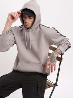 SHOWOFFFF - Mens Grey Solid Hooded Pullover