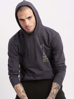 SHOWOFF - Mens Grey Graphic Hooded Pullover